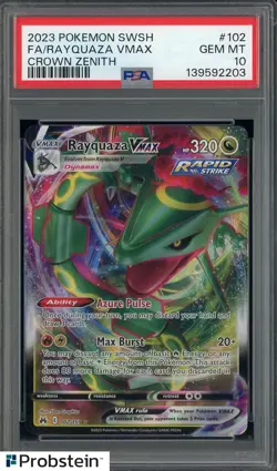 2023 Pokemon SWSH Crown Zenith #102 FA Rayquaza VMAX PSA 10 GEM MINT - Image 1