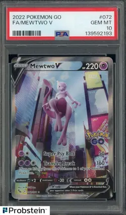2022 Pokemon GO #072 FA Mewtwo V PSA 10 GEM MINT - Image 1