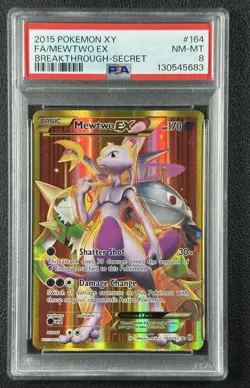 MEWTWO PSA 8 2015 POKEMON XY BREAKTHROUGH #164/162 FULL ART FA SECRET RARE 683 - Image 1