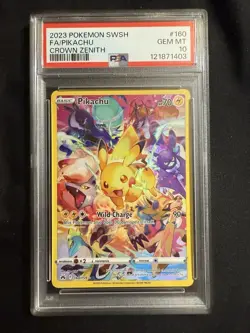 2023 Pokemon Pikachu 160/159 Crown Zenith Full Art Secret Rare PSA 10 Gem Mint - Image 1