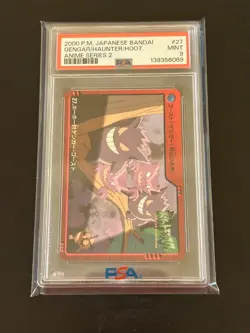 2000 Pokemon Japanese Bandai Carddass Gengar Haunter Hoothoot PSA 9 - Image 3