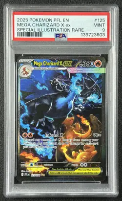 MEGA CHARIZARD X EX PSA 9 2025 POKEMON PHANTASMAL FLAMES PFL #125/094 SIR 3603 - Image 1