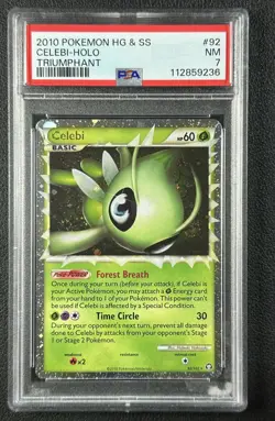 CELEBI PSA 7 2010 POKEMON HEARTGOLD & SOULSILVER TRIUMPHANT #92/102 HOLO 236 - Image 1