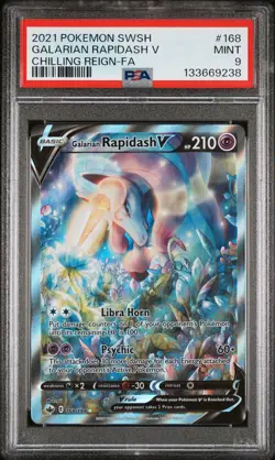 2021 POKEMON SWORD & SHIELD CHILLING REIGN #168 GALARIAN RAPIDASH V PSA 9 - Image 1