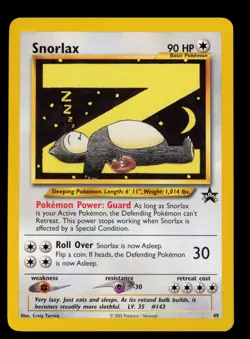 2002 WOTC POKEMON LEAGUE BLACK STAR PROMO SNORLAX #49 SLEEPING SNORLAX CREASED - Image 1