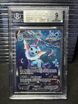 BGS 9 Vaporeon VMAX SWSH182 Pokemon Sword & Shield Alt Art Promo - Image 1