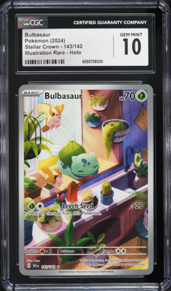 CGC 10 Bulbasaur 143/142 Pokemon Stellar Crown Illustration Rare Alt Art - Image 1