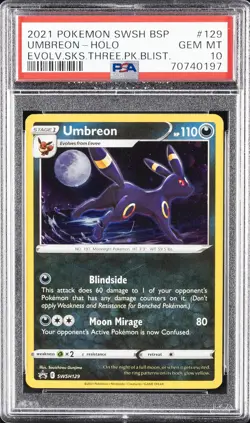 2021 POKEMON SWSH BLACK STAR PROMO #129 UMBREON-HOLO PSA 10 - Image 1