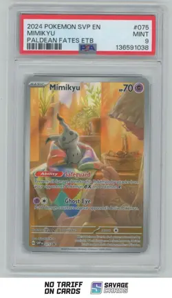 2024 Pokemon Scarlet & Violet Paldean Fates ETB Mimikyu PSA 9 #075 - Image 1