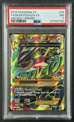 MEGA RAYQUAZA PSA 7 2015 POKEMON XY ANCIENT ORIGINS #98/98 FULL ART FA 6190 - Image 1