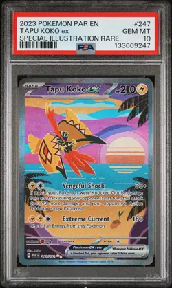 2023 POKEMON PARADOX RIFT SPECIAL ILLUSTRATION RARE #247 TAPU KOKO EX PSA 10 - Image 1