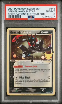 2021 POKEMON SWSH CELEBRATIONS GRENINJA GOLD STAR SWSH144 ETB PROMO HOLO PSA 8 E - Image 1