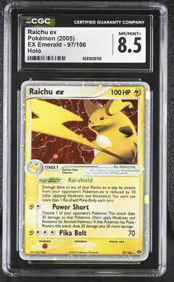 CGC 8.5 Raichu ex 2005 EX Emerald 97/106 Holo Pokemon Card - Image 1