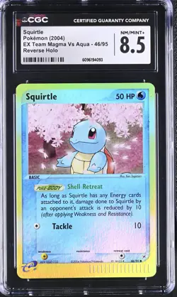 CGC 8.5 Squirtle 2004 EX Team Magma Vs Aqua 46/95 Reverse Holo Pokemon Card - Image 1