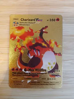 Pokemon Charizard VMAX - Gold Metal Display Card HP350 143/293 Fan Art - Image 1
