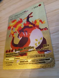 Pokemon Charizard VMAX - Gold Metal Display Card HP350 143/293 Fan Art - Image 2