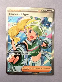 Emcee's Hype AR Pokemon Destined Rivals Card TCG 220/182 Holo Trainer Art Rare - Image 1