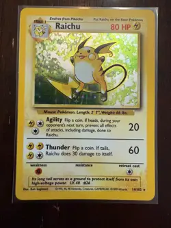 Pokemon TCG Card Raichu Base Set Holo Rare Card 14/102 VLP Matt - Image 1