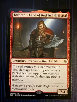 MTG Magic Torbran, Thane of Red Fell Throne of Eldraine Regular Rare NM - Image 1