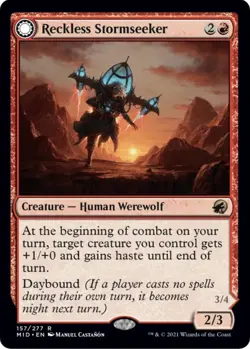 MTG Reckless Stormseeker/Storm-Charged Slasher Midnight Hunt Rare Creature NM - Image 2