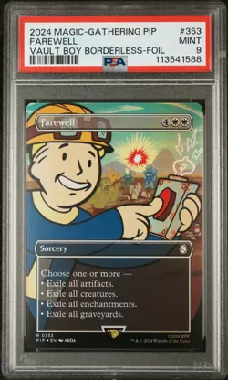 2024 MTG FALLOUT VAULT BOY BORDERLESS-FOIL #353 FAREWELL PSA 9 - Image 1
