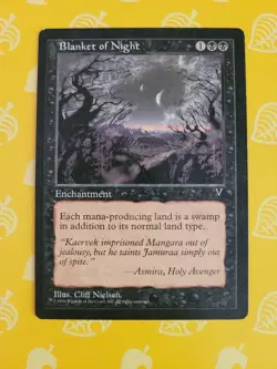 MTG Blanket of Night Visions Uncommon Misprint Error Missing Black Layer - Image 1