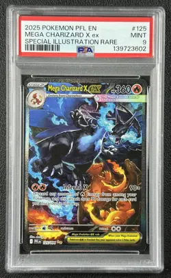MEGA CHARIZARD X EX PSA 9 2025 POKEMON PHANTASMAL FLAMES PFL #125/094 SIR 3602 - Image 1