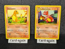 Charmander and Charmeleon Base Set Shadowless Pokemon TCG 1999 Vintage - Image 1