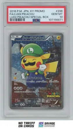 2016 Pokemon XY Promo Luigi Pikachu Special Box JPN Luigi Pikachu PSA 10 - Image 1
