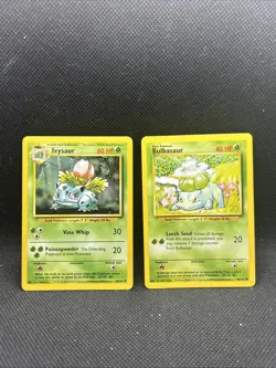 BULBASAUR 44/102 & IVYSAUR 30/102 Base Set 1999 Pokemon Cards - Image 1