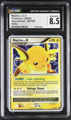 CGC 8.5 Raichu LV.X 2008 Stormfront 99/100 Holo Pokemon Card - Image 1