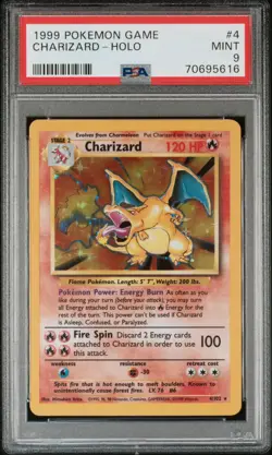 1999 POKEMON BASE SET UNLIMITED #4 CHARIZARD-HOLO PSA 9 - Image 1