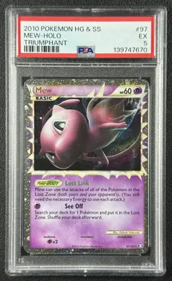 MEW PSA 5 2010 POKEMON HEARTGOLD & SOULSILVER TRIUMPHANT #97/102 HOLO 7670 - Image 1