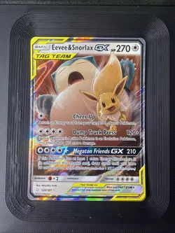 Eevee & Snorlax GX (ULTRA RARE) SM Tag Team Up 120/181 Pokemon Sun And Moon TCG - Image 1
