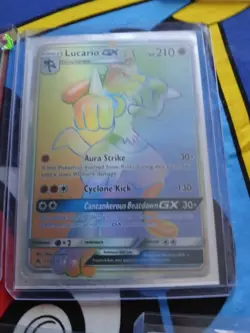 Lucario GX (Secret) 135/131 Sm-Forbidden Light Holo Sun & Moon Rainbow Pokemon - Image 1
