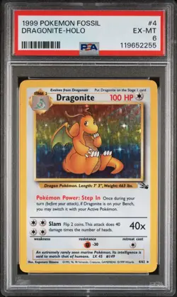 [PSA 6] Dragonite 4/62 Fossil Set Unlimited Holo Rare POKEMON - Image 1