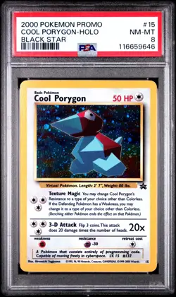 [PSA 8] Cool Porygon 15 Black Star Promo Holo WOTC POKEMON - Image 1