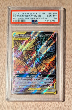 2019 Pokemon Moltres, Zapdos & Articuno GX Tag Team Stained Glass Promo PSA 10 - Image 2