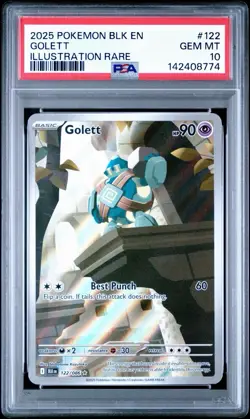 2025 POKEMON BLK EN-BLACK BOLT ILLUSTRATION RARE #122 GOLETT PSA 10 GEM MINT - Image 1