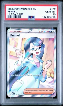 2025 POKEMON BLK EN-BLACK BOLT ULTRA RARE #162 FENNEL PSA 10 GEM MINT - Image 1