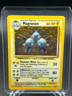 Pokemon TCG Magneton 9/102 Base Set Holo Unlimited Rare MP - Image 1