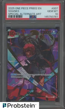 2025 One Piece PRB02 EN Special Alternate Art #007 Shanks PSA 10 GEM MINT - Image 1
