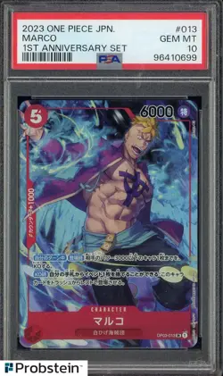 One Piece Japanese #013 Marco 1st Anniversary Set PSA 10 - Image 1