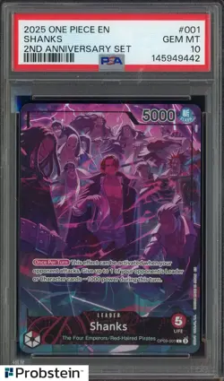 2025 One Piece EN 2nd Anniversary Set #001 Shanks PSA 10 GEM MINT - Image 1