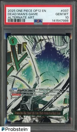 2025 One Piece OP12 EN Alternate Art #037 Dead Man's Game PSA 10 GEM MINT - Image 1