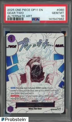 2025 One Piece OP11 EN Alternate Art #080 Gear Two Luffy PSA 10 GEM MINT - Image 1