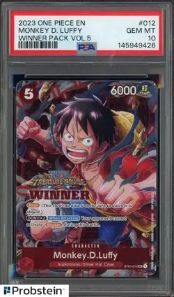 2023 One Piece EN Winner Pack Vol.5 #012 Monkey D. Luffy PSA 10 GEM MINT - Image 1