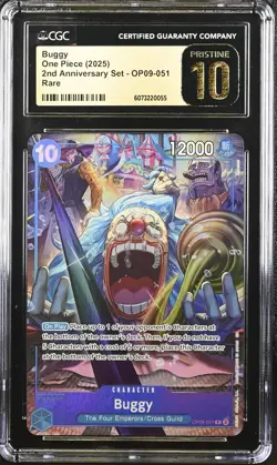 CGC 10 PRISTINE Buggy OP09-051 One Piece English 2nd Anniversary Set Alt Art - Image 1