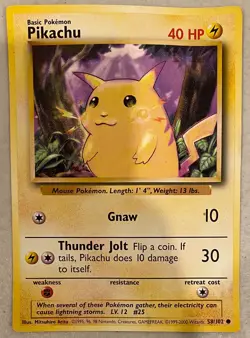 2000 TOP DECK MAGAZINE WOTC POKEMON JUMBO BASE SET PIKACHU PROMO CARD 58/102 HP - Image 1