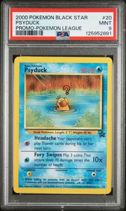 2000 WOTC POKEMON LEAGUE PSYDUCK #20 NON-HOLO BLACK STAR PROMO PSA 9 MINT B - Image 1